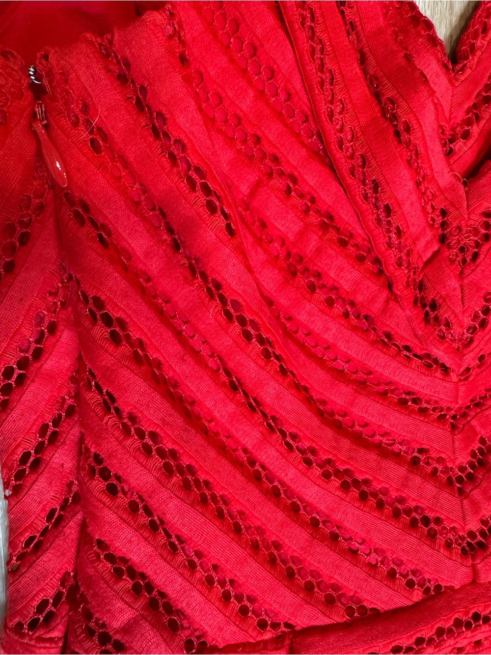 Express Red Eyelet Crochet Look Fit and Flare Dress Size 0 - Picture 5 of 5